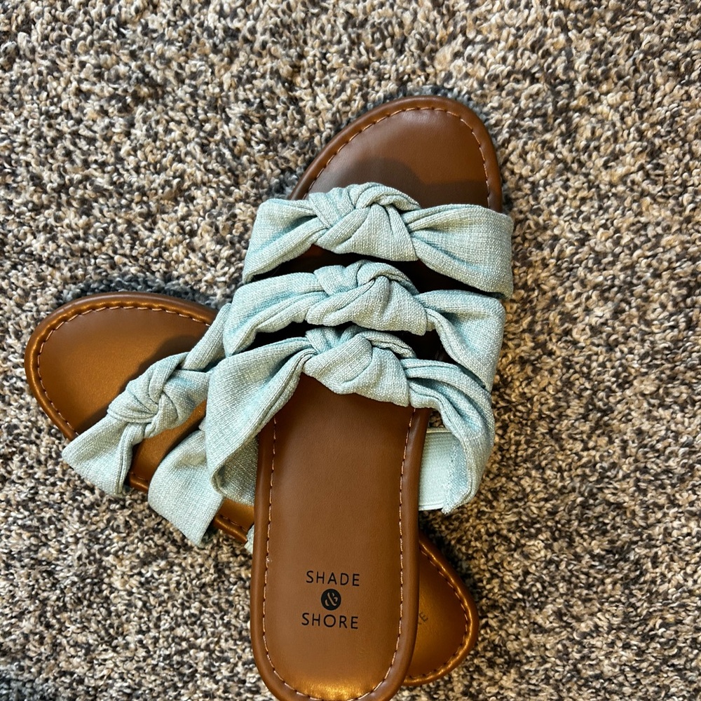 Shade & Shore Light Mint Knotted Strap Slide Sandals